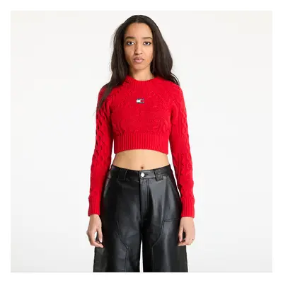 Pulóver Tommy Jeans Badge Star Cable Sweater Red