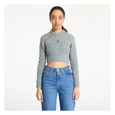 Pulóver Tommy Jeans Badge Star Cable Sweater Gray