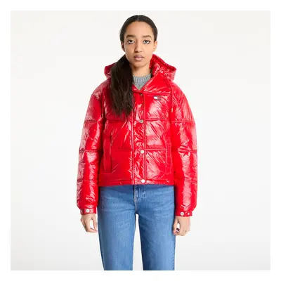 Kabát Tommy Jeans Shiny Hooded Badge Jacket Red