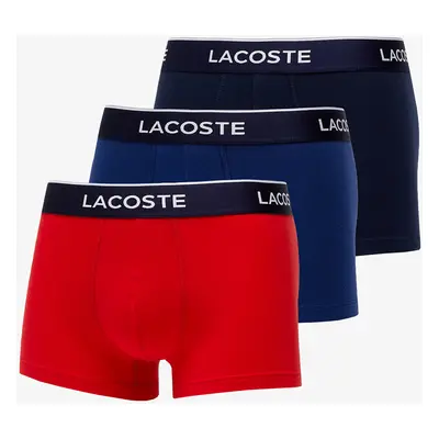 LACOSTE Underwear Trunk 3-Pack Navy Blue/ Red/ Methylene