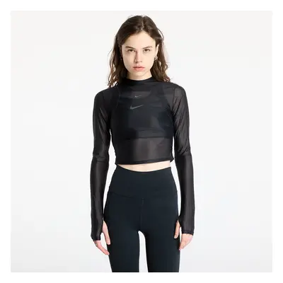 Póló Nike Zenvy Women's Dri-FIT Long-Sleeve Sheer Top Black/ Pcg6C