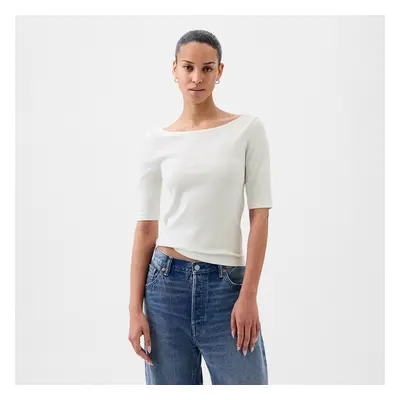 Top GAP Elbow Sleeve Modal Ballet Back Top New Off White