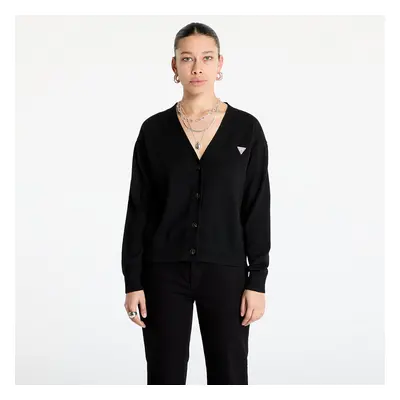 Pulóver Guess JEANS Silk and Wool-Blend Mini Triangle Cardigan Jet Black A996