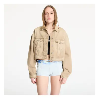 Kabát Tommy Jeans Oversized Crop Trucker Jacket Denim