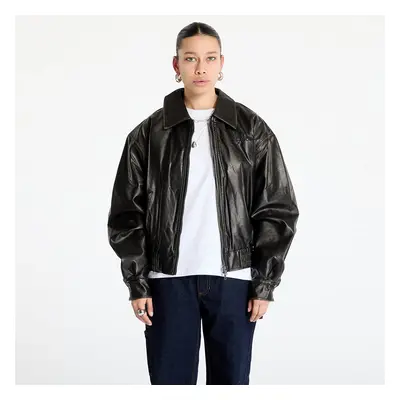 Kabát Guess Originals Pu Distress Leather Bomber Jet Black Multi