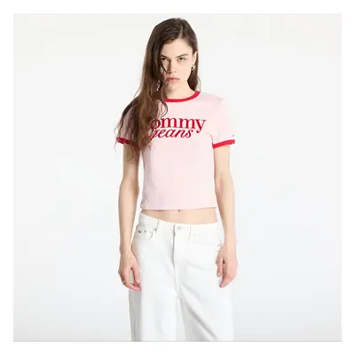 Póló Tommy Jeans Slim Script Tee Pink