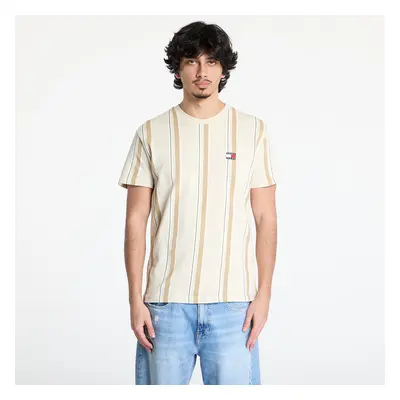 Póló Tommy Jeans Regular Vertical Stripe Tee Beige