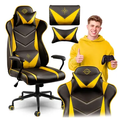 Gamer szék Blitzcrank , ergonomikus , dönthető , eco bőr , sárga-fekete - Sofotel