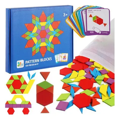 Montessori fa puzzle - geometriai formák 155 darab, Fa, 3+ év, Többszínű