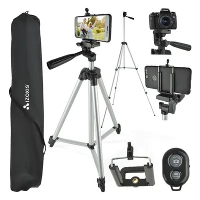 Okostelefon tripod állvány videózáshoz, fényképezéshez, szelfi bottal, távirányítóval