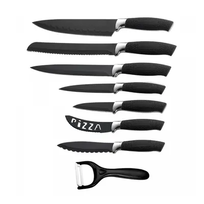 Royalty Line RL-BLK7-W: 7 Pieces Non-Stick Coating Knives Set w/ Peeler-Black