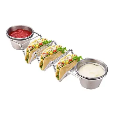 Herzberg HG-04043: Rozsdamentes acél taco tartó 2 pohárral