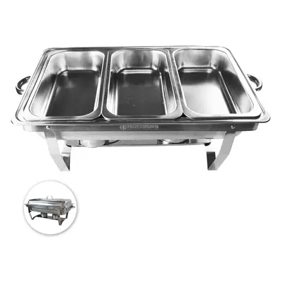 Herzberg HG-8022-3: Rozsdamentes acélból készült Chafing Dish - 3 darab 1/3rd Food Pan