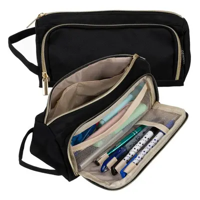 Double extendable pencil case - black Maaleo 24502