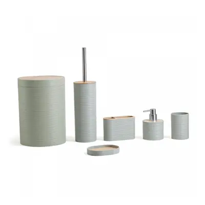 Herzberg HG-04449: 6 Pieces Bamboo Bathroom Set - Sage Green