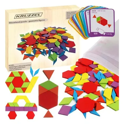 Montessori fa puzzle - geometriai formák 155 darab, Fa, 3+ év, Többszínű