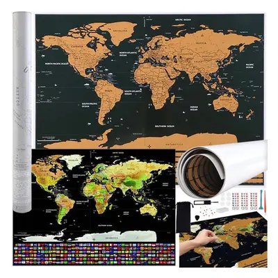 World map - scratch card with flags + accessories 23442