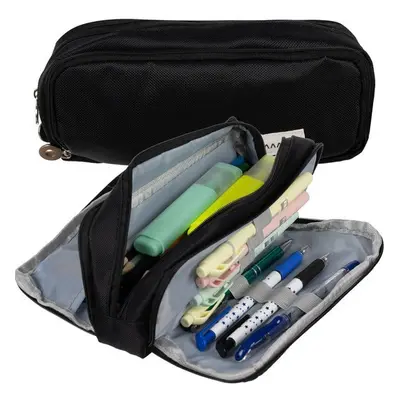 Triple foldable pencil case - black Maaleo 24476