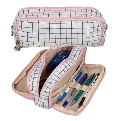 Triple foldable pencil case - checkered Maaleo24514