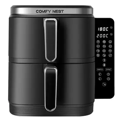 Comfy Nest CN-06177: 2800W Double Basket Air Fryer with Digital Folding Side Panel - 11L