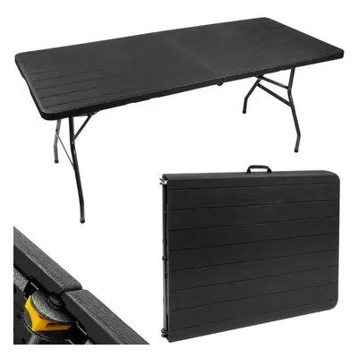 Folding garden table black 180cm