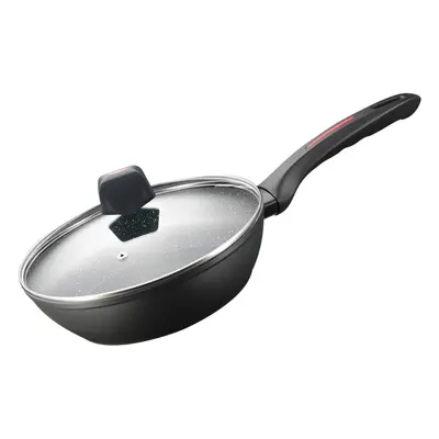 Royalty Line RL-FDN28: 28cm Marble Coated Deep Frying Pan with Lid - 3.5L