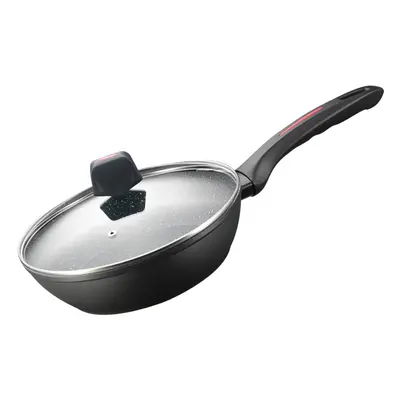 Royalty Line RL-FDN24: 24cm Marble Coated Deep Frying Pan with Lid - 2.2L