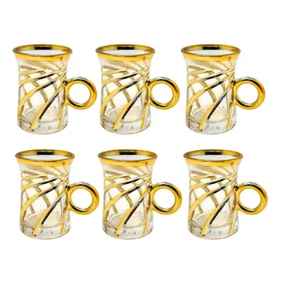 Eisenbach EB-6DTC250: 6 Demitasse Espresso Coffee Gold Accent Glass Cup