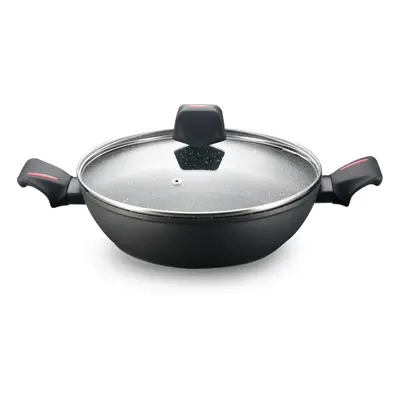 Royalty Line RL-FSC24: 24cm Die-Cast Greblon Mable Deep Frying Pan - 3L