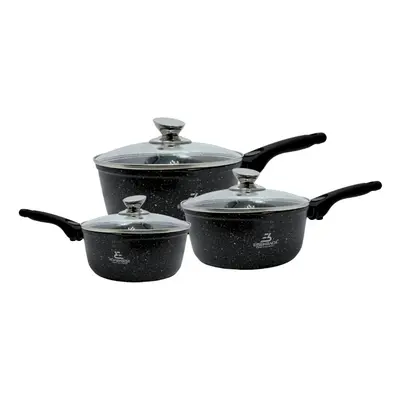 Eisenbach EB-MSP02: Aluminum Greblon Marble Coated Sauce Pan Set - 16cm,18cm,20cm