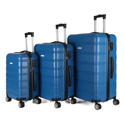 Royalty Line RL-LTS18706: Set of 3 Heavy-Duty Travel Suitcases Blue