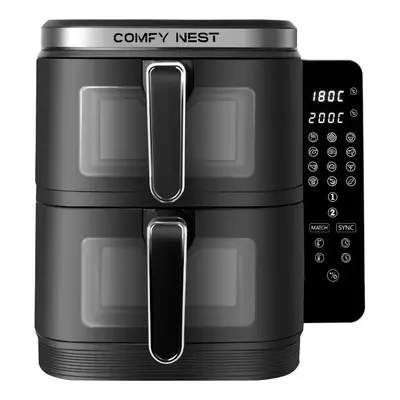 Comfy Nest CN-06184: 2800W Double Basket Air Fryer with Window & Side Panel - 11L