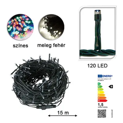 LED fényfüzér választható méretben és színben-120 LED-es-melegfehér