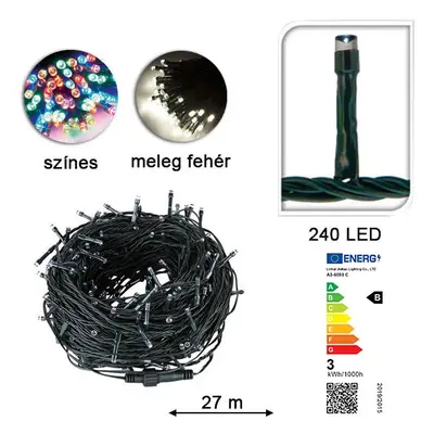 LED fényfüzér választható méretben és színben-240 LED-es-melegfehér