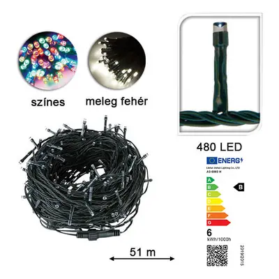 LED fényfüzér választható méretben és színben-480 LED-es -színes