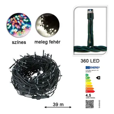 LED fényfüzér választható méretben és színben-360 LED-es -színes