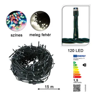 LED fényfüzér választható méretben és színben-120 LED-es-színes