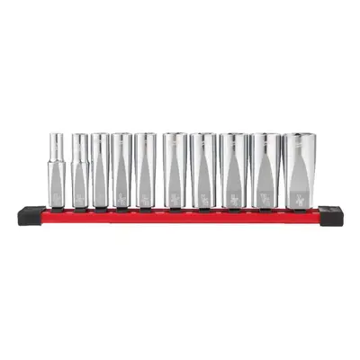 Milwaukee 3/8" hatszögletű hüvelyek 5/16 ÷ 7/8" 4932492510 - krómozott, meghosszabbított, hüvely