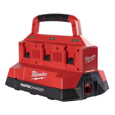 Milwaukee M18 PC6 akkumulátoros töltő, gyorstöltő, 6x M18 foglalat, USB port, PACKOUT, 493248016