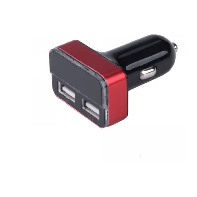 USB autós töltő, 12/24V, 2xUSB, mérő, 3,4A, 17W