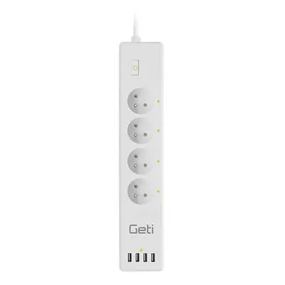 GETI Hosszabbító kábel Smart GSS04, 4 aljzat, 4x USB, Tuya