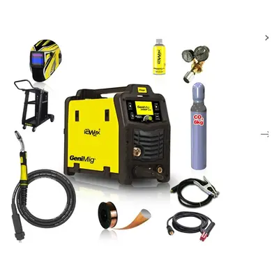 KOWAX GeniMig®240DP LCD + zseblámpa + burkolat + szelep + alváz + Co2 palack + spray + 5 kg veze