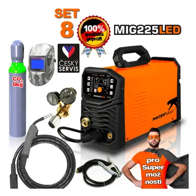 PANTERMAX MIG225LED inverteres hegesztő MIG/TIG/MMA + Kábelek 3m + Zseblámpa + kefe + Motorházte