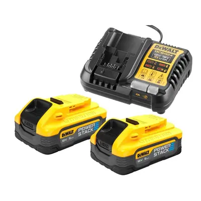 Töltőkészlet és 2db akkumulátor DEWALT DCB1104H2 POWERSTACK 18V 5Ah