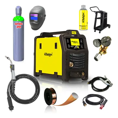 KOWAX GeniMig®240DP LCD + égő + motorháztető + szelep + alváz + palack MIX C18 20L + spray + 5 k