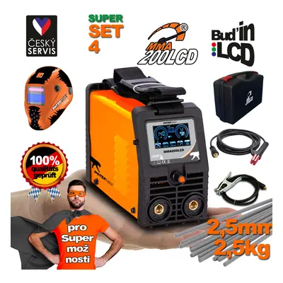 PANTERMAX MMA200LCD MMA/TIG inverteres hegesztő + 2 m kábelek + burkolat + műanyag tok + 2,5 kg 