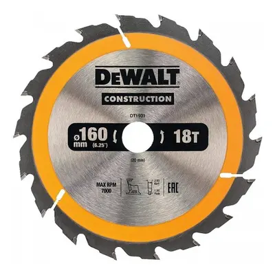 Fűrészlap 160x20mm, 18 fogú, DeWALT DT1931 akkumulátoros fűrészekhez