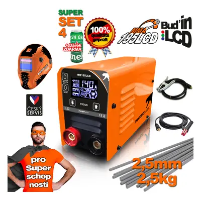 PANTERMAX MMA195LCD MMA/TIG inverteres hegesztő + 1,5 m kábelek + burkolat + kefe + 2,5 kg elekt