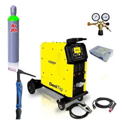 KOWAX GeniTig®320 AC/DC LCD5 + TIG18 égő + alváz + hűtő + redukáló szelep + argon nyomású palack