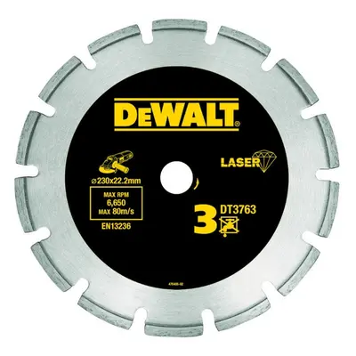 DT3763 Gyémánt lézerpenge 230x22,2 mm kemény anyagok/gránit nedves és száraz vágásához DeWALT